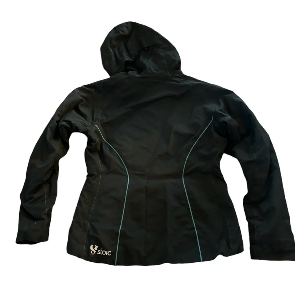 Stoic Welder Lo Softshell Jacket Women’s Sz S/4-6 Black Teal Hoodie Lightweight